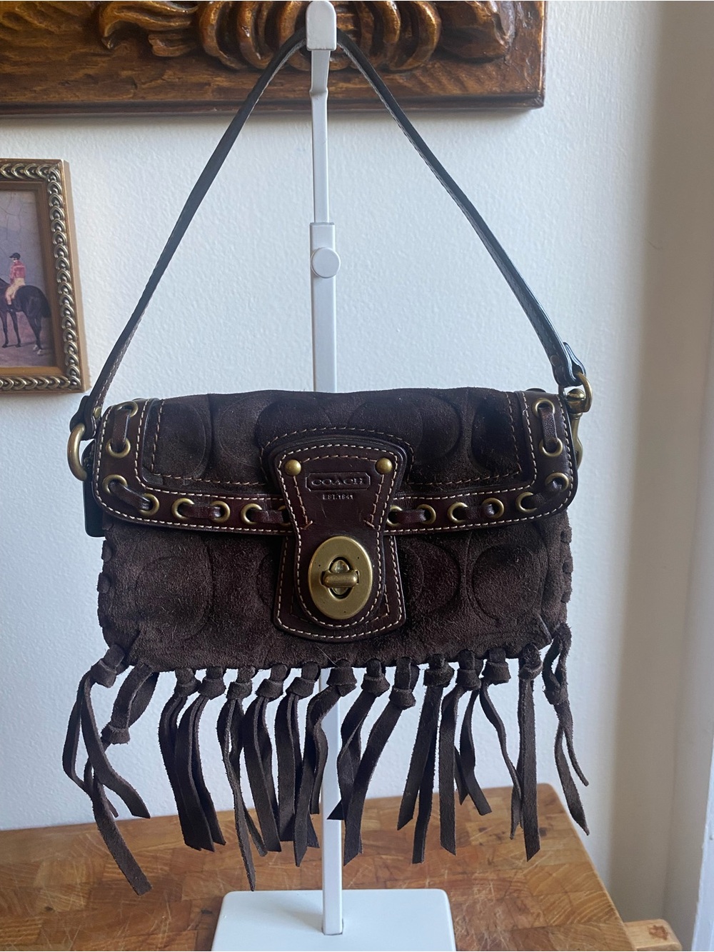 Coach Legacy Small Bag Brown Suede Boho - Picture 12 of 16